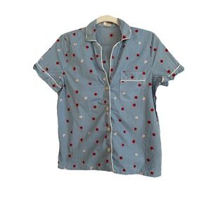 J.Crew Women's Striped Apples Print Pajama Top/Short Set Size XS Preppy Lounge